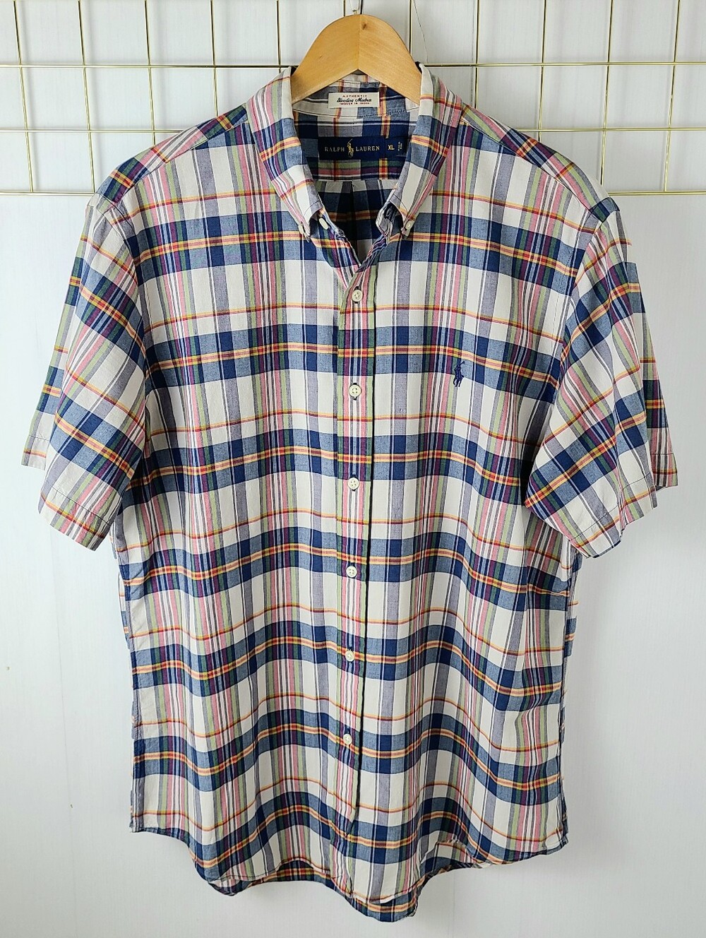 Polo Ralph Lauren Bleeding Madras Woven In India Vintage Plaid Button-Down Shirt
